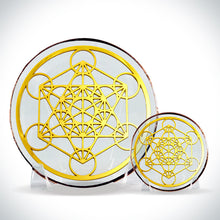 Load image into Gallery viewer, Metatron Cube - Golden Abundance Disk 3&quot;