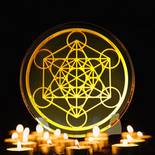Load image into Gallery viewer, Metatron Cube - Golden Abundance Disk 3&quot;