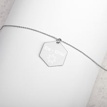 Load image into Gallery viewer, Ea Enki 7 Pointed Star Engraved Silver Hexagon Necklace