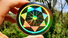 Load image into Gallery viewer, Anunnaki Communication Rainbow Holographic 3&quot; Energy Disks – 5 Disk Set