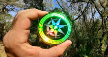 Load image into Gallery viewer, Anunnaki Communication Rainbow Holographic 3&quot; Energy Disks – 5 Disk Set