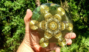 Metatron Cube - Golden Abundance Disk 6"