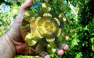 Metatron Cube - Golden Abundance Disk 6"