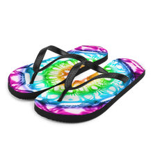 Load image into Gallery viewer, 432 Hz Flip Flops -  Reversed  Human Rainbow 7 Chakra Colors - Purple on outside to red in the center