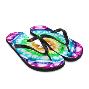 432 Hz Flip Flops -  Reversed  Human Rainbow 7 Chakra Colors - Purple on outside to red in the center