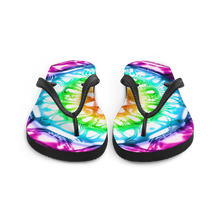 Load image into Gallery viewer, 432 Hz Flip Flops -  Reversed  Human Rainbow 7 Chakra Colors - Purple on outside to red in the center