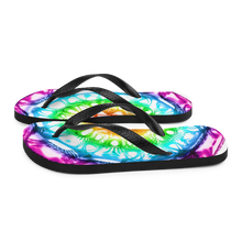 Load image into Gallery viewer, 432 Hz Flip Flops -  Reversed  Human Rainbow 7 Chakra Colors - Purple on outside to red in the center