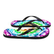 Load image into Gallery viewer, 432 Hz Flip Flops -  Reversed  Human Rainbow 7 Chakra Colors - Purple on outside to red in the center