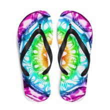 Load image into Gallery viewer, 432 Hz Flip Flops -  Reversed  Human Rainbow 7 Chakra Colors - Purple on outside to red in the center