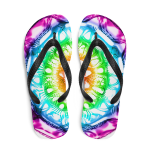 432 Hz Flip Flops -  Reversed  Human Rainbow 7 Chakra Colors - Purple on outside to red in the center