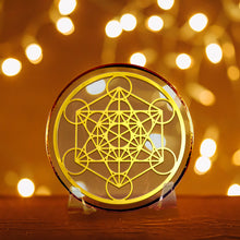 Load image into Gallery viewer, Metatron Cube - Golden Abundance Disk 3&quot;