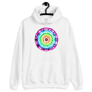 432 Hz Unisex Hoodie - Reversed Human Rainbow 7 Chakra Colors - Purple on outside to Red in the center