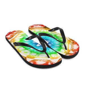 432 Hz Flip Flops -  Normal Human Rainbow 7 Chakra Colors - Red on outside to Purple in the center