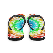Load image into Gallery viewer, 432 Hz Flip Flops -  Normal Human Rainbow 7 Chakra Colors - Red on outside to Purple in the center