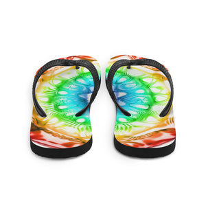 432 Hz Flip Flops -  Normal Human Rainbow 7 Chakra Colors - Red on outside to Purple in the center