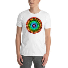 Load image into Gallery viewer, Short-Sleeve Unisex 432 Hz T-Shirt - Normal Human Rainbow 7 Chakra Colors - Red on outside to Purple in the center