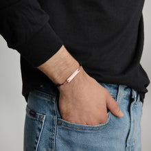 Load image into Gallery viewer, Anunnaki Engraved Silver Bar String Bracelet