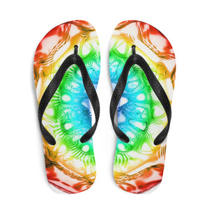 432 Hz Flip Flops -  Normal Human Rainbow 7 Chakra Colors - Red on outside to Purple in the center