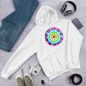 432 Hz Unisex Hoodie - Reversed Human Rainbow 7 Chakra Colors - Purple on outside to Red in the center