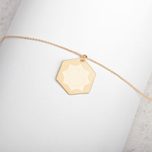 Load image into Gallery viewer, Sacred Geometry Engraved Silver Hexagon Necklace