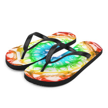 Load image into Gallery viewer, 432 Hz Flip Flops -  Normal Human Rainbow 7 Chakra Colors - Red on outside to Purple in the center