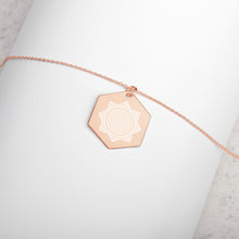 Load image into Gallery viewer, Sacred Geometry Engraved Silver Hexagon Necklace