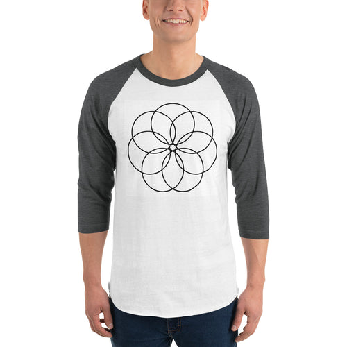 7 petaled Seed Of Life 3/4 sleeve raglan shirt