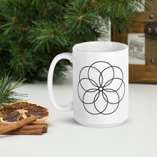 Load image into Gallery viewer, 7-Petaled Seed Of Life White Glossy Mug