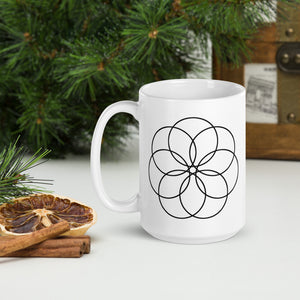 7-Petaled Seed Of Life White Glossy Mug